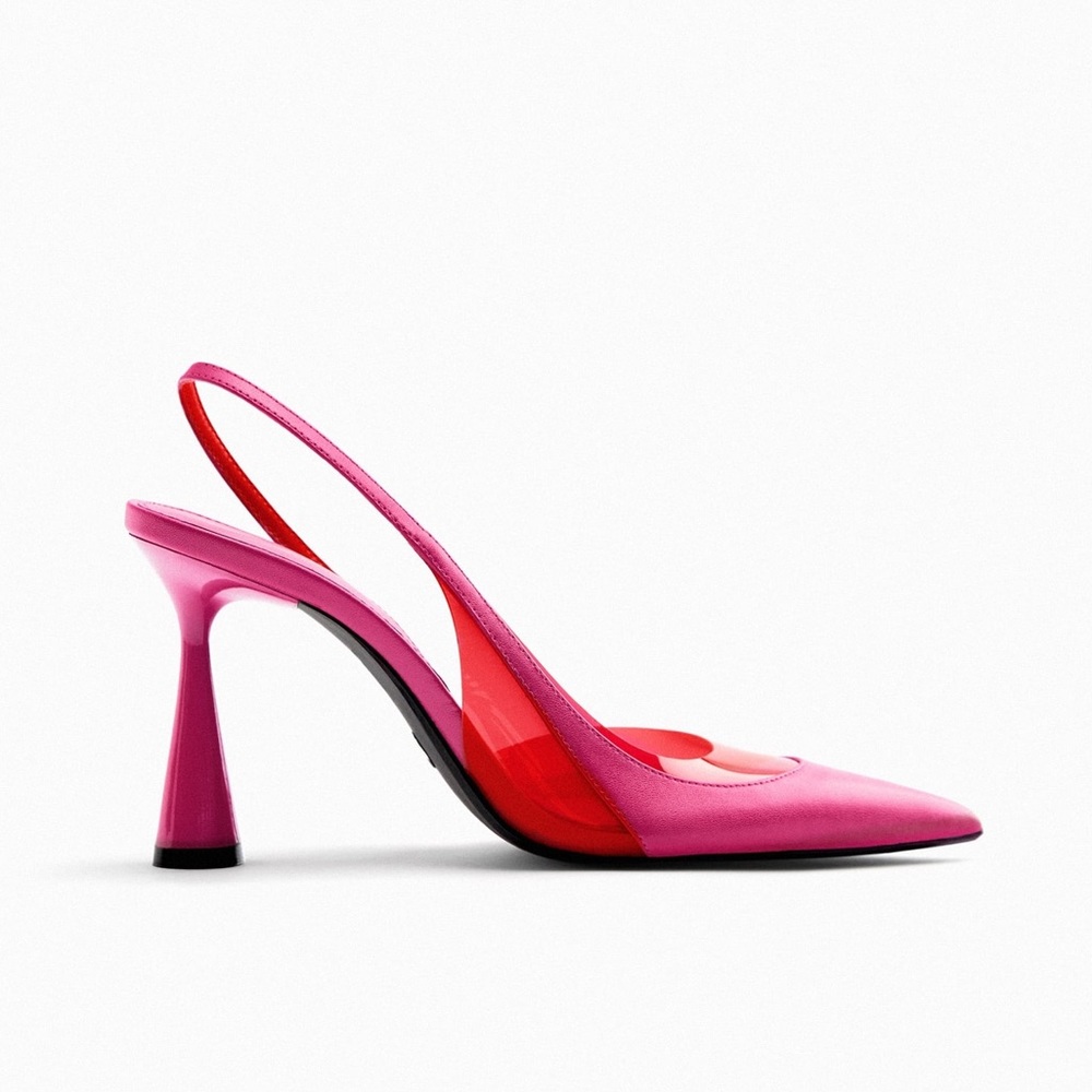 ZARA Contrast Slingback Heels With AIRFIT® Technology